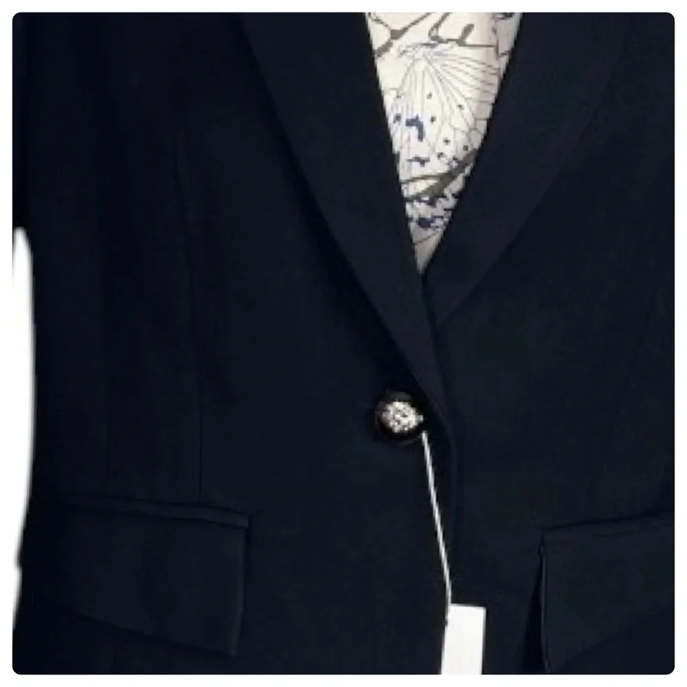 Black Fitted One Button Black Blazer Large - Picture 8 of 10